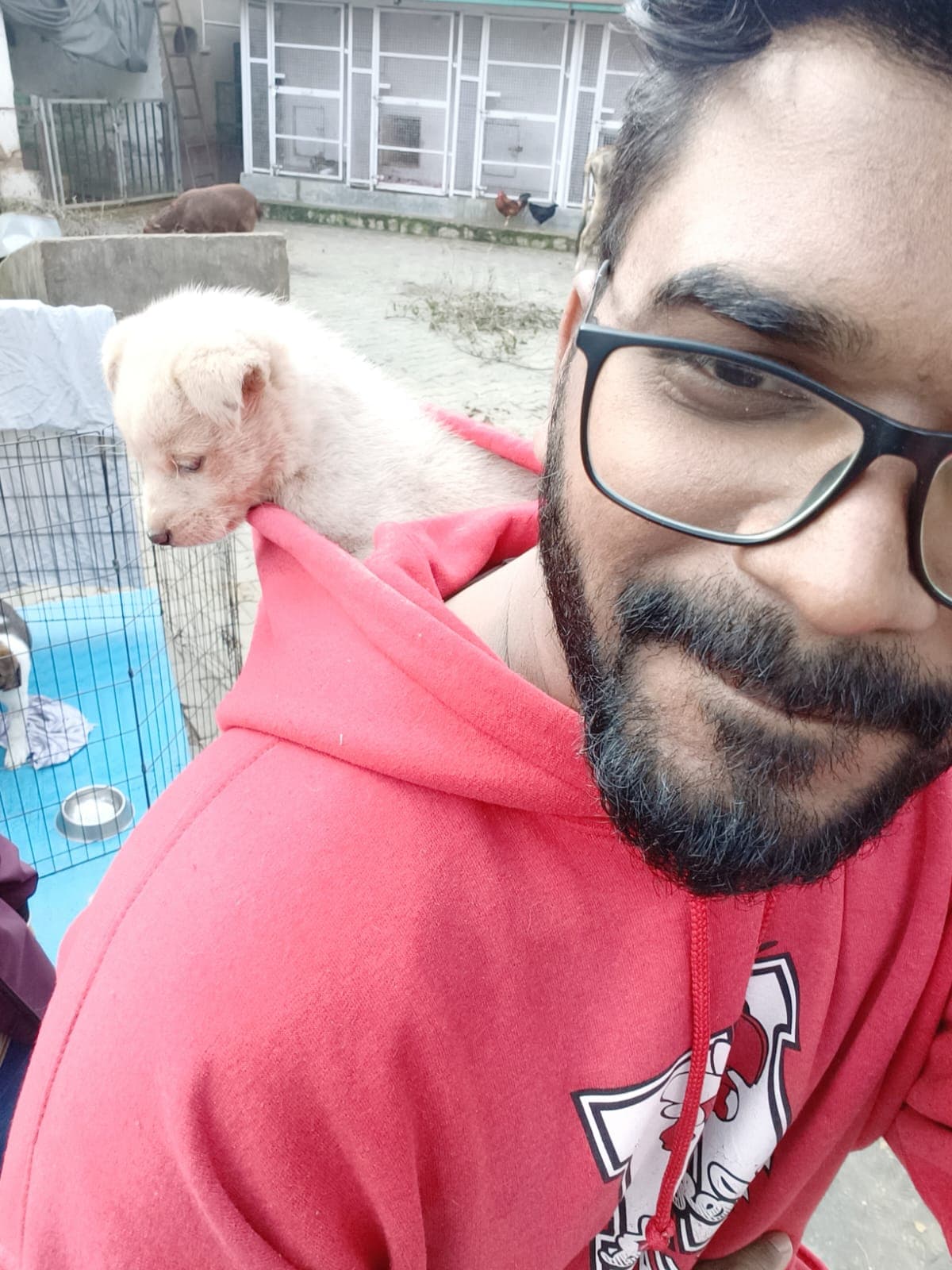 lokesh with bw dog