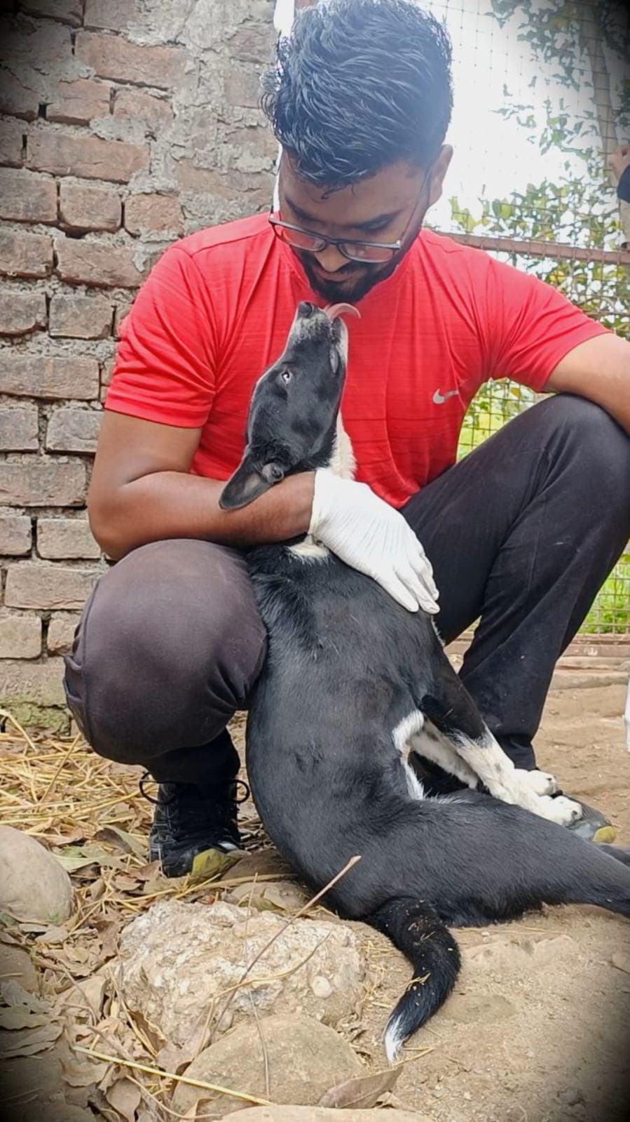 lokesh with bw dog